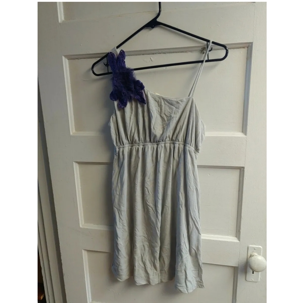 Vintage gray lightweight one shoulder dress